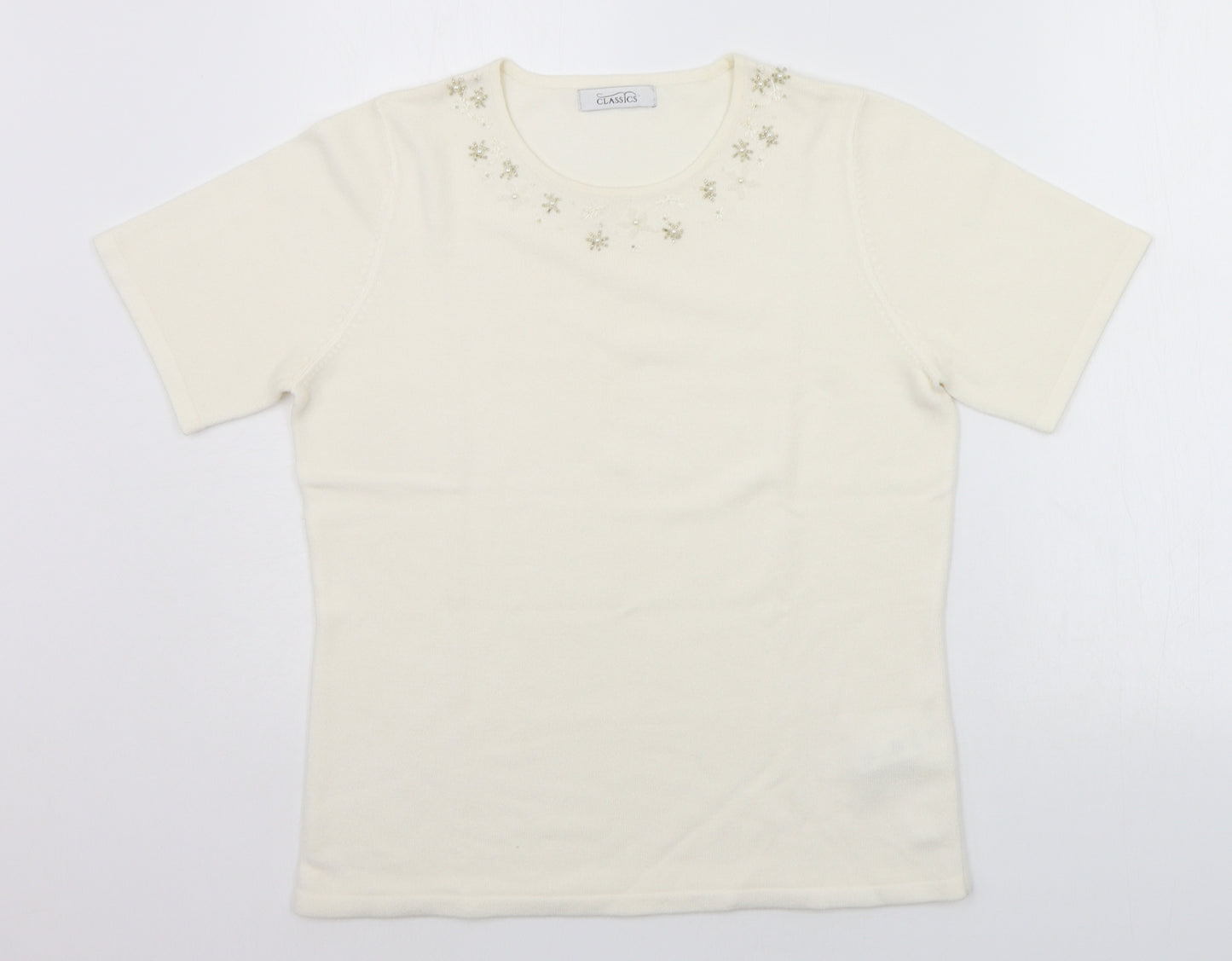 BHS Womens Beige   Pullover Jumper Size 12  - jewl detail