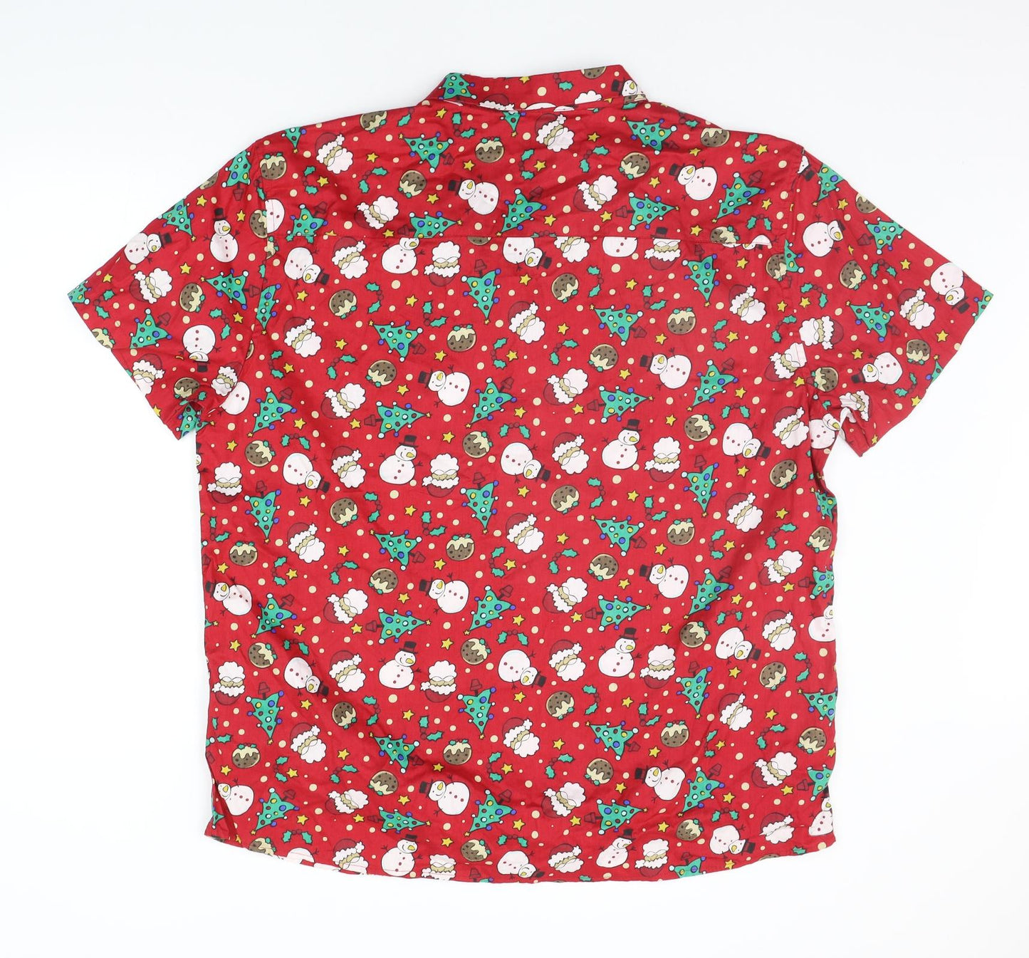 Peacocks Mens Red Geometric   Button-Up Size 2XL  - Christmas