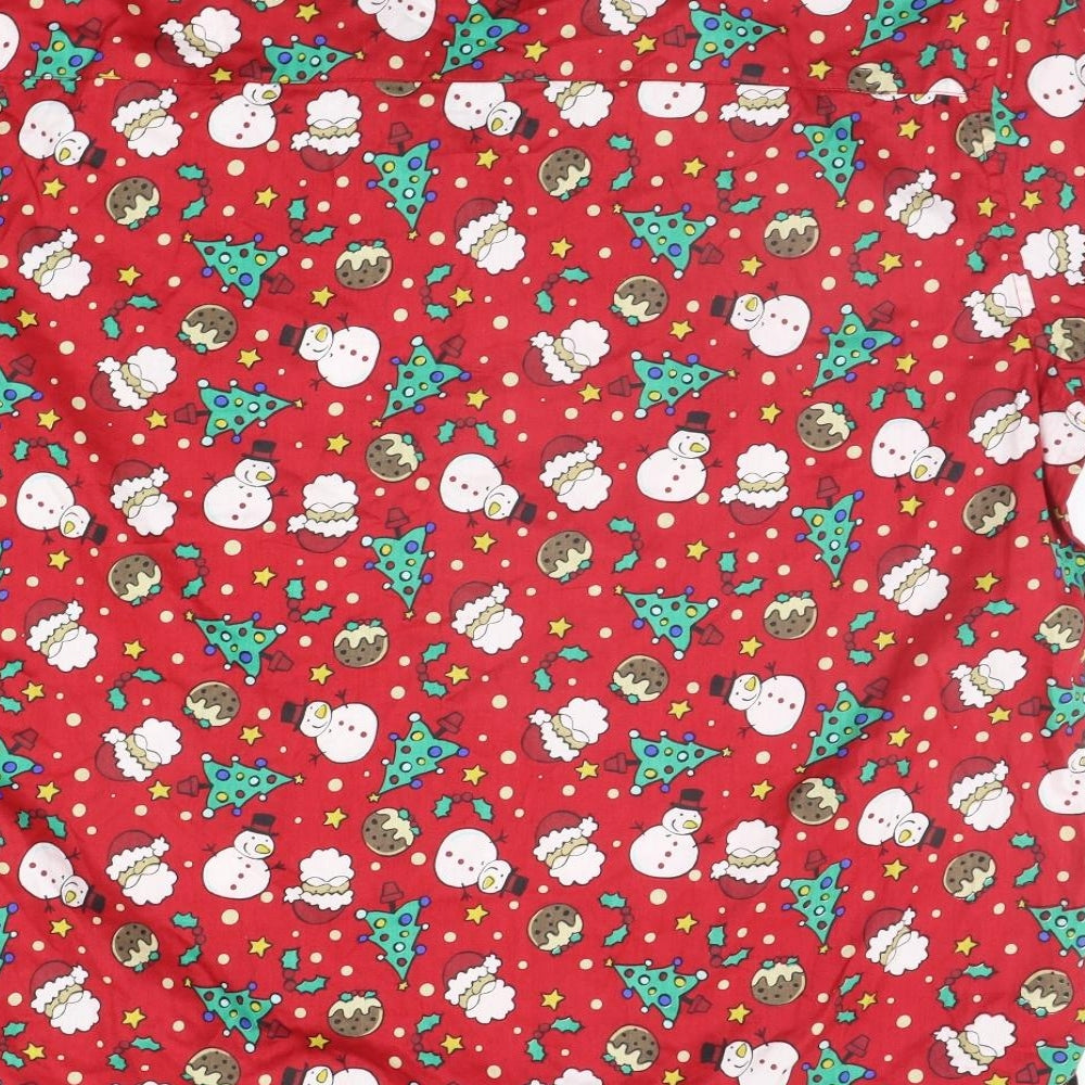 Peacocks Mens Red Geometric   Button-Up Size 2XL  - Christmas