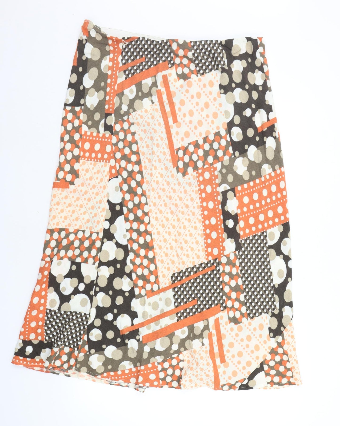 Marks and Spencer Womens Orange Geometric  Flare Skirt Size 18