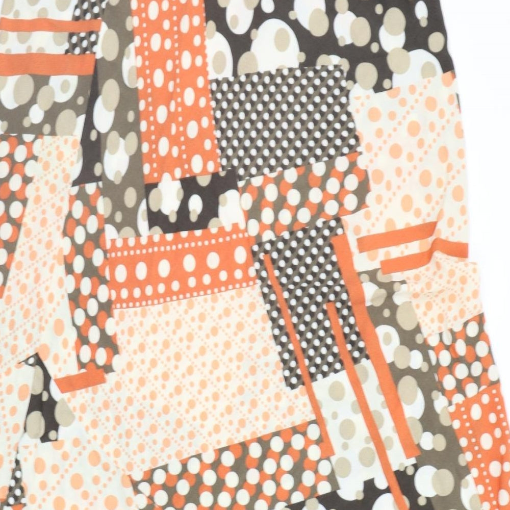 Marks and Spencer Womens Orange Geometric  Flare Skirt Size 18