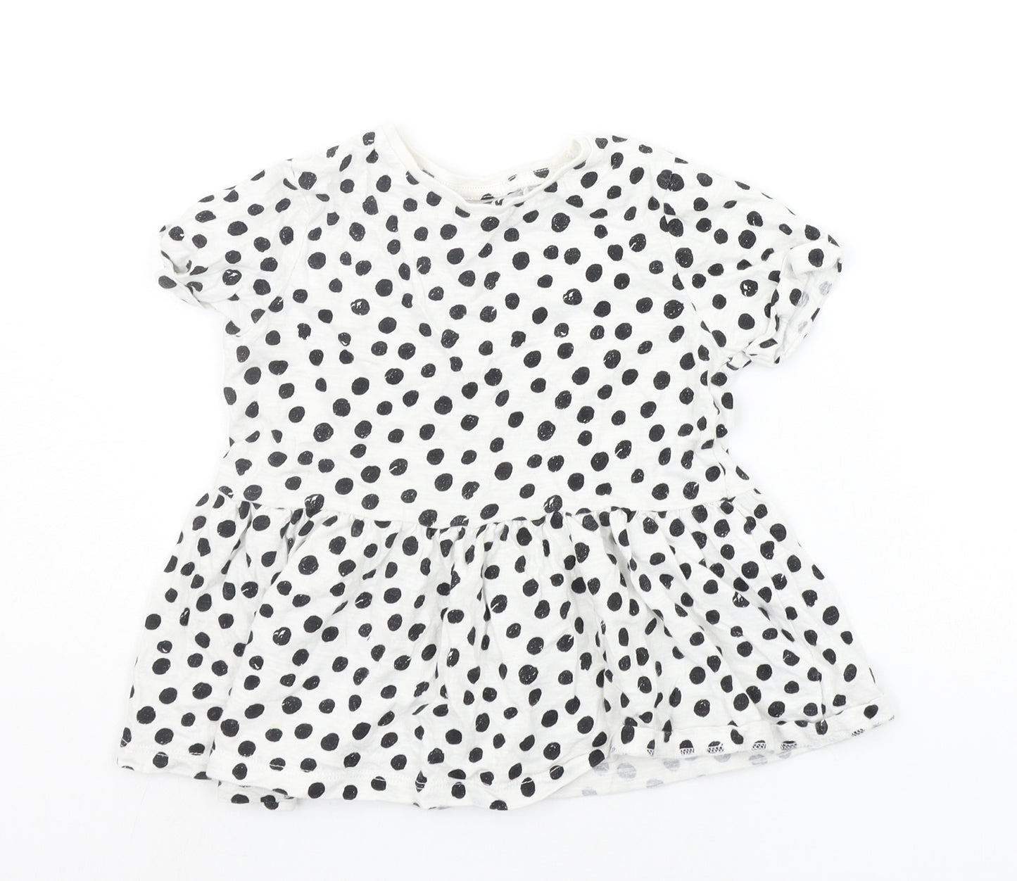 F&F Girls White Polka Dot  Basic T-Shirt Size 7-8 Years