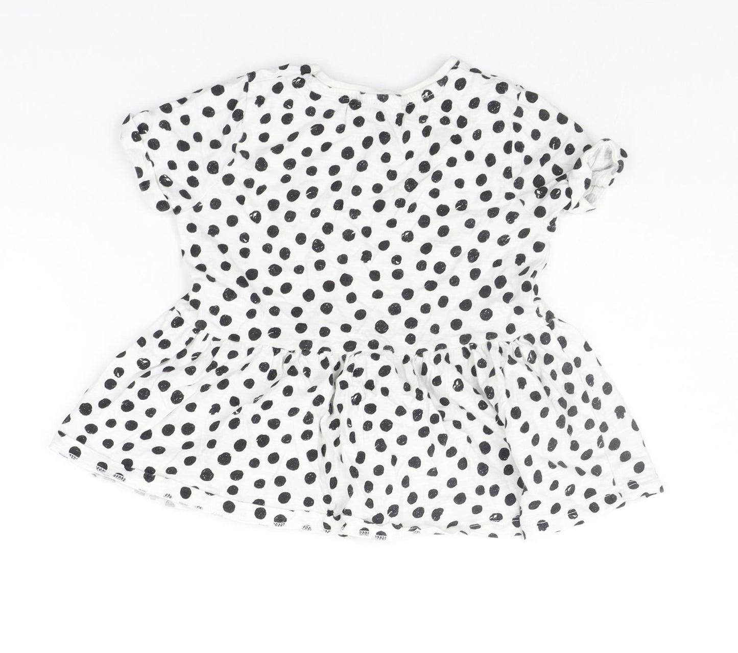 F&F Girls White Polka Dot  Basic T-Shirt Size 7-8 Years