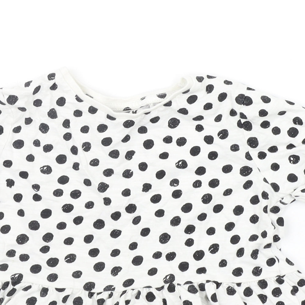 F&F Girls White Polka Dot  Basic T-Shirt Size 7-8 Years