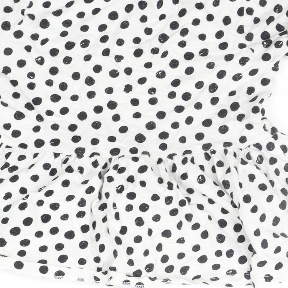 F&F Girls White Polka Dot  Basic T-Shirt Size 7-8 Years