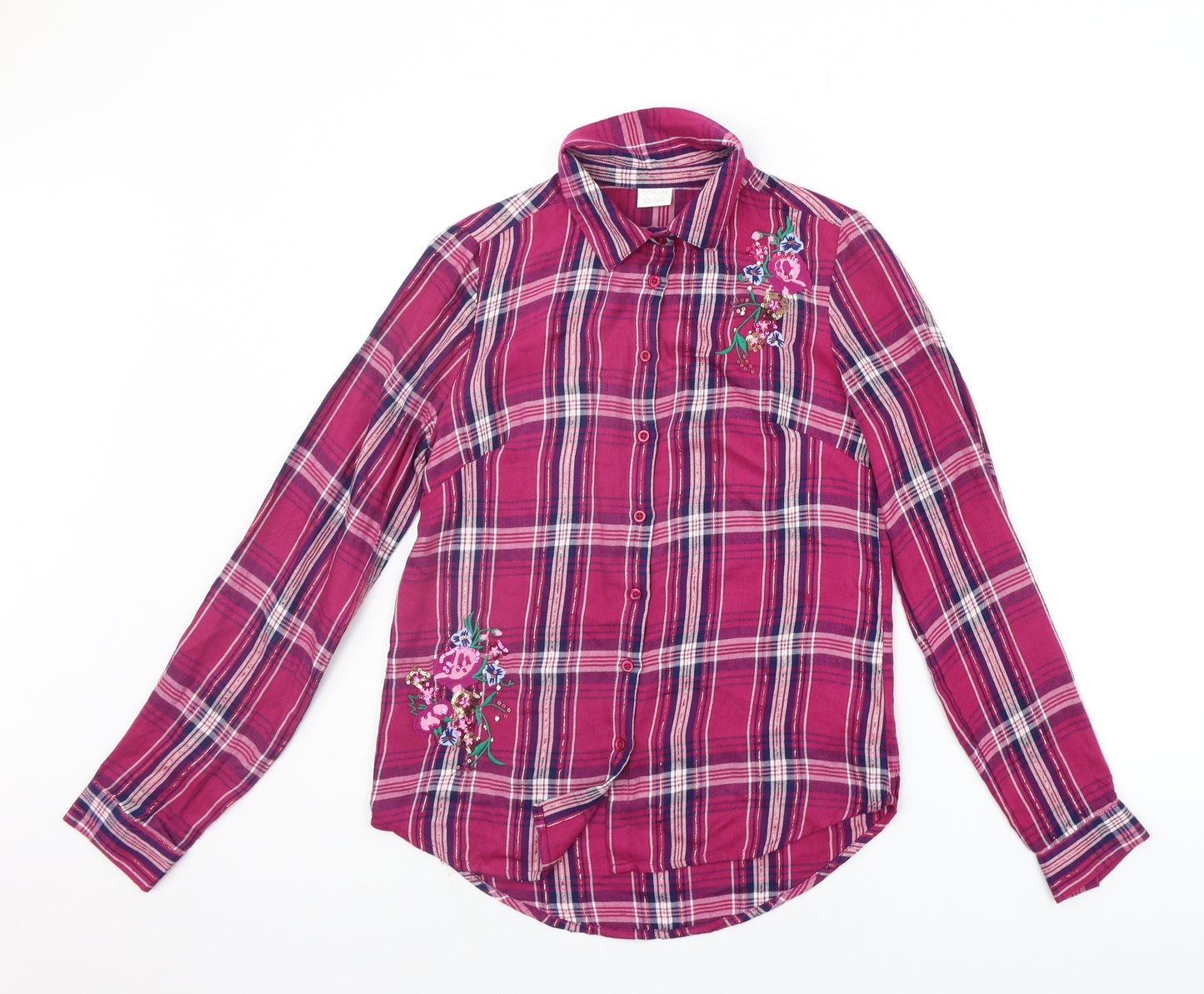 F&F Girls Purple Check  Basic Button-Up Size 13-14 Years