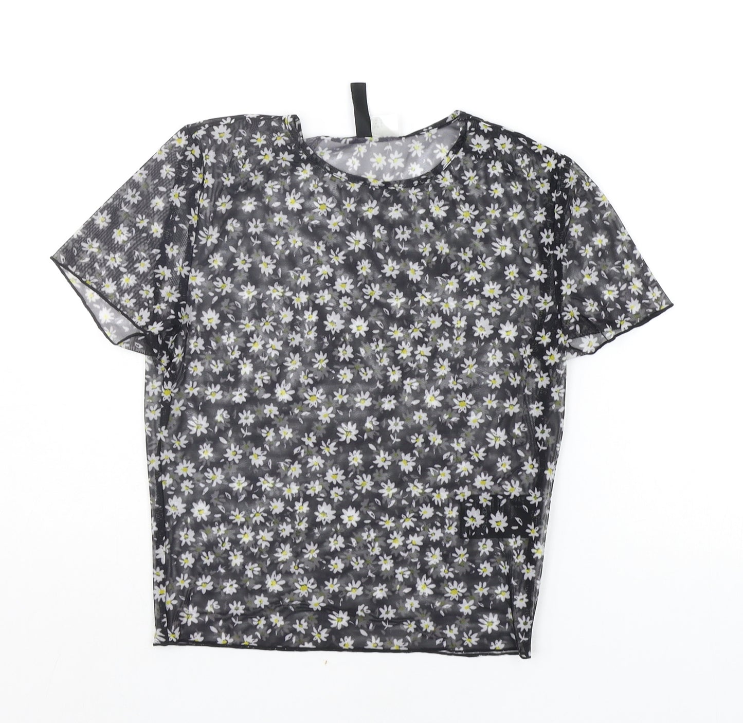 Divided Womens Black Floral  Basic Blouse Size S