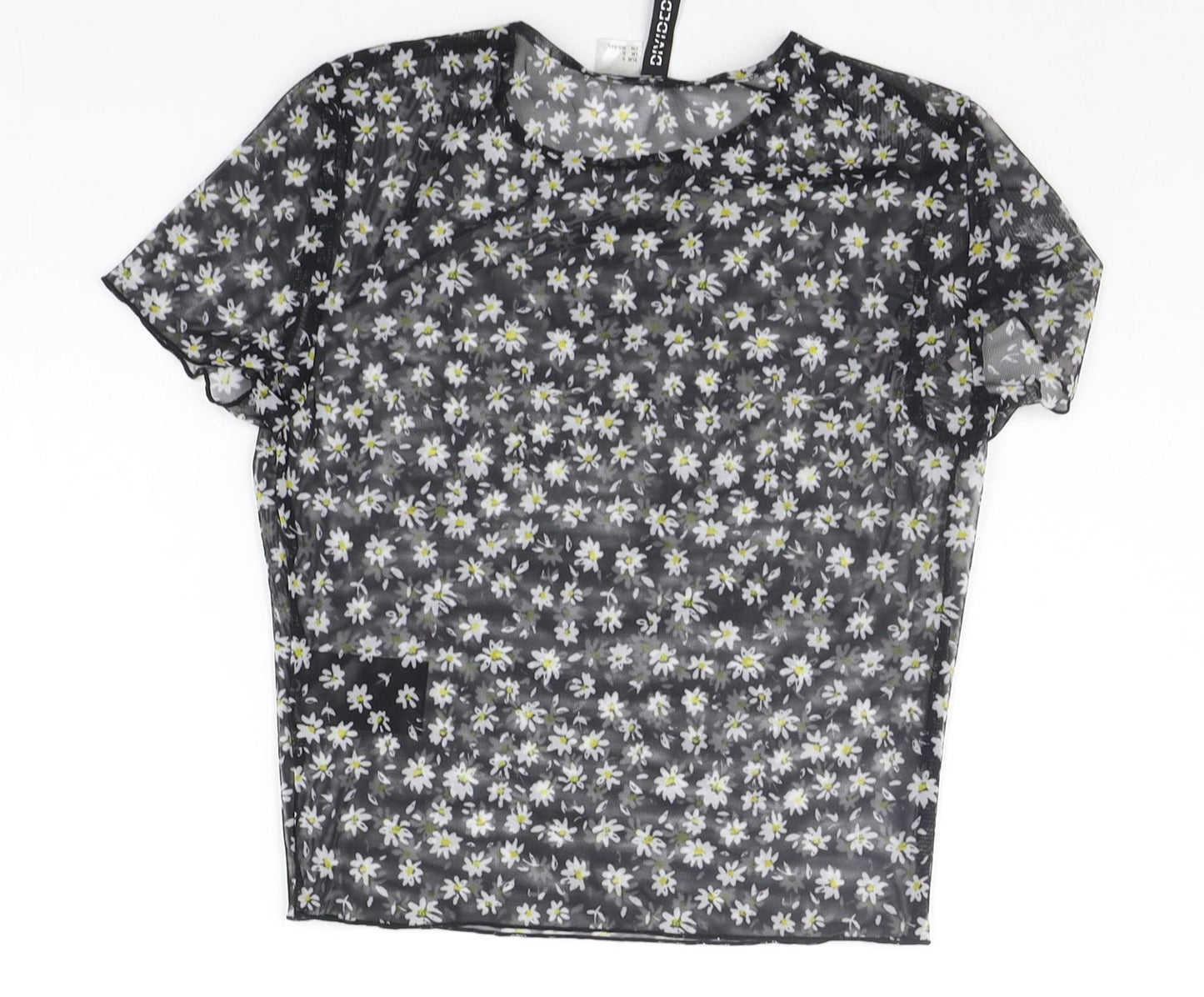 Divided Womens Black Floral  Basic Blouse Size S