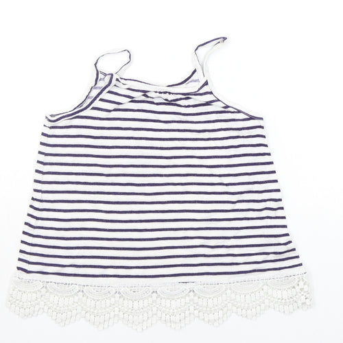 H&M Girls Blue Striped  Basic T-Shirt Size 9-10 Years