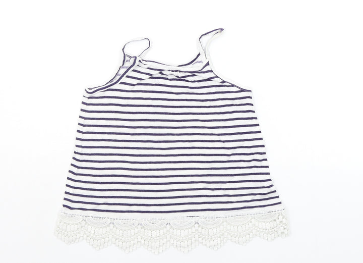 H&M Girls Blue Striped Basic T-Shirt Size 9-10 Years