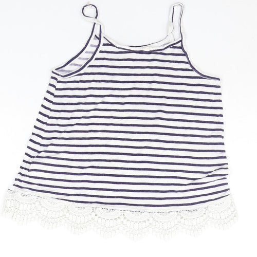 H&M Girls Blue Striped  Basic T-Shirt Size 9-10 Years