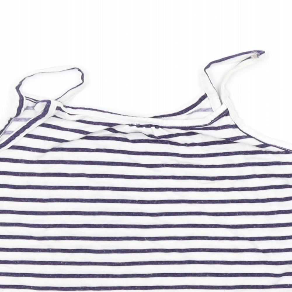 H&M Girls Blue Striped  Basic T-Shirt Size 9-10 Years