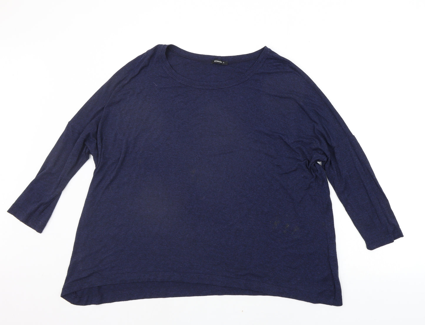 Roman Womens Blue Houndstooth  Pullover Jumper Size 14