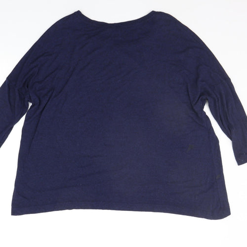 Roman Womens Blue Houndstooth  Pullover Jumper Size 14