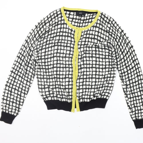NEXT Womens Black Check  Cardigan Jumper Size 14