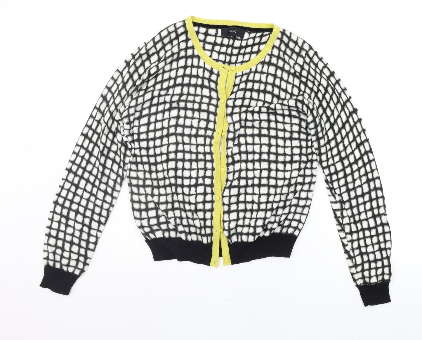NEXT Womens Black Check  Cardigan Jumper Size 14