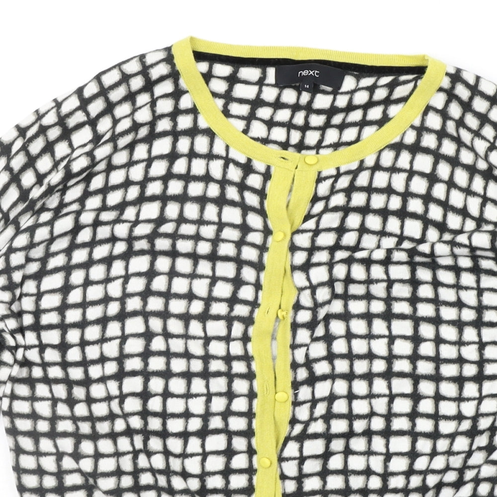 NEXT Womens Black Check  Cardigan Jumper Size 14