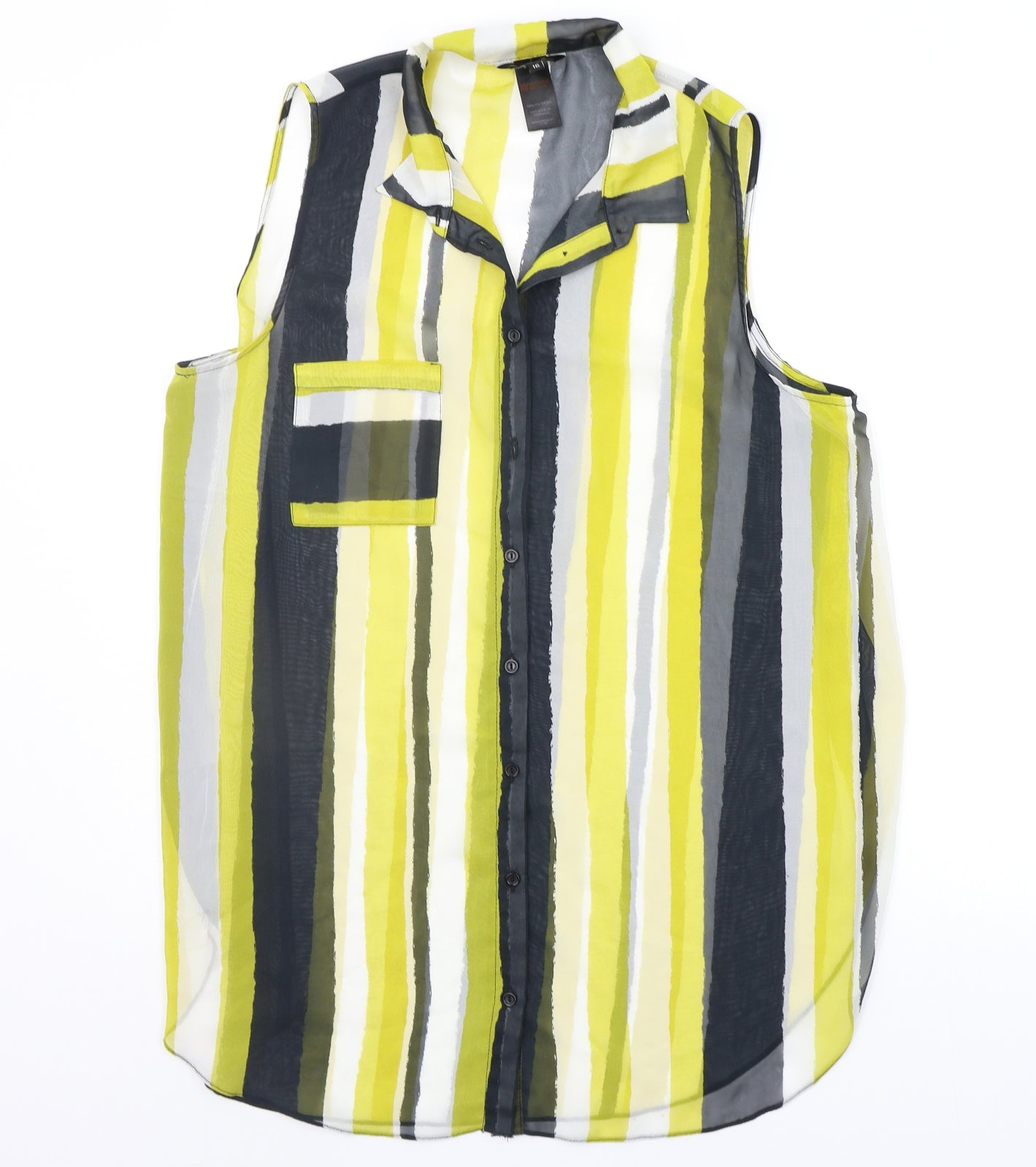 Papaya Womens Yellow Striped  Basic Button-Up Size 16