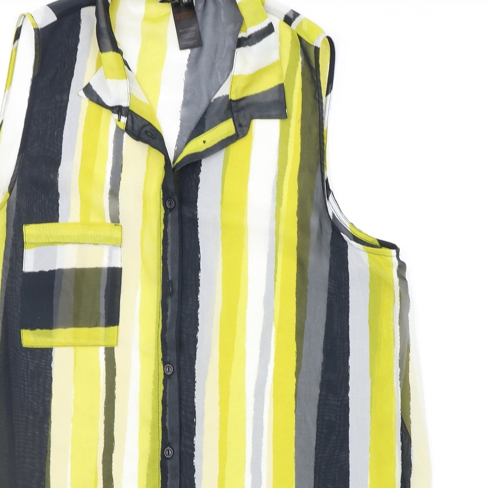 Papaya Womens Yellow Striped  Basic Button-Up Size 16