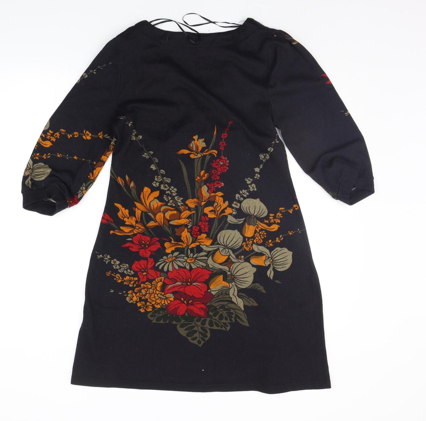 Purple Womens Black Floral  Jumper Dress  Size M