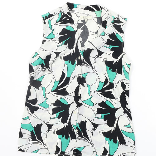 Papaya Womens White Floral  Basic Button-Up Size 8