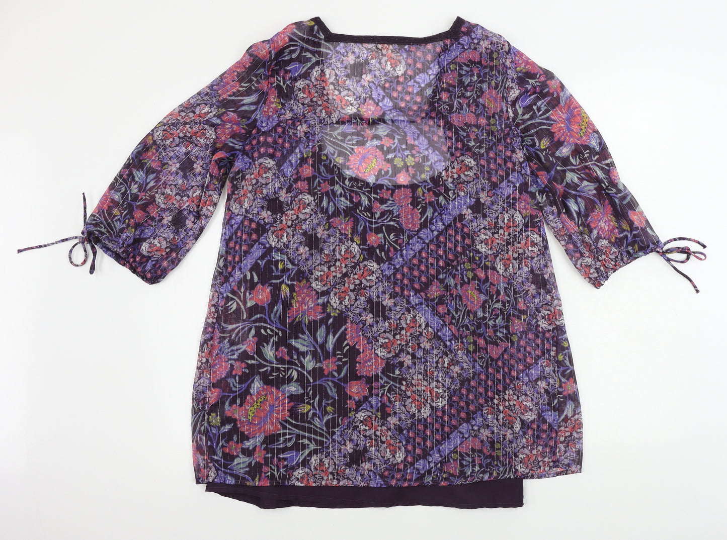 Marks and Spencer  Womens Purple Floral  Basic Blouse Size 12
