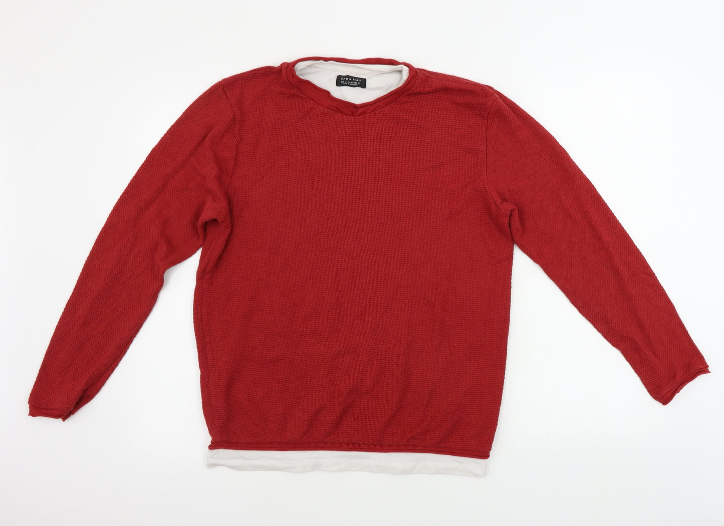 Zara  Mens Red   Pullover Jumper Size M