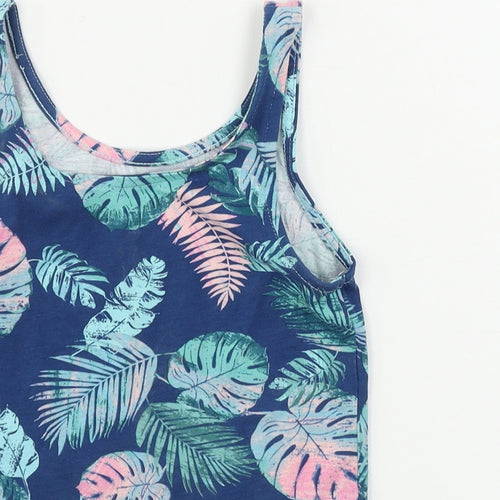 George  Girls Blue Floral  Basic T-Shirt Size 8-9 Years