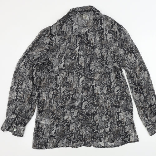 Cotton Traders  Womens Grey Animal Print  Basic Button-Up Size 12