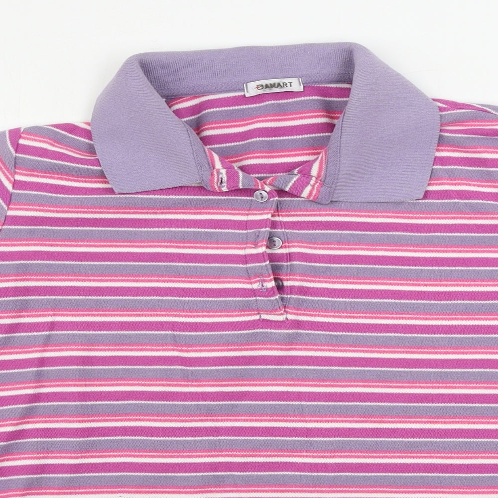 Damart Womens Pink Striped  Basic Polo Size 14