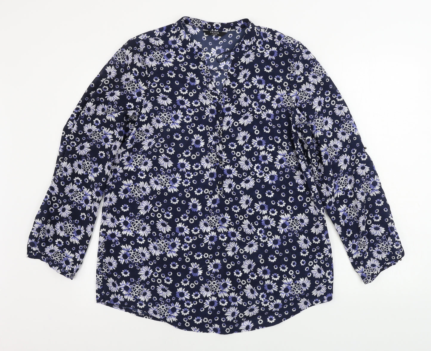 George  Womens Blue Floral  Basic Blouse Size 14