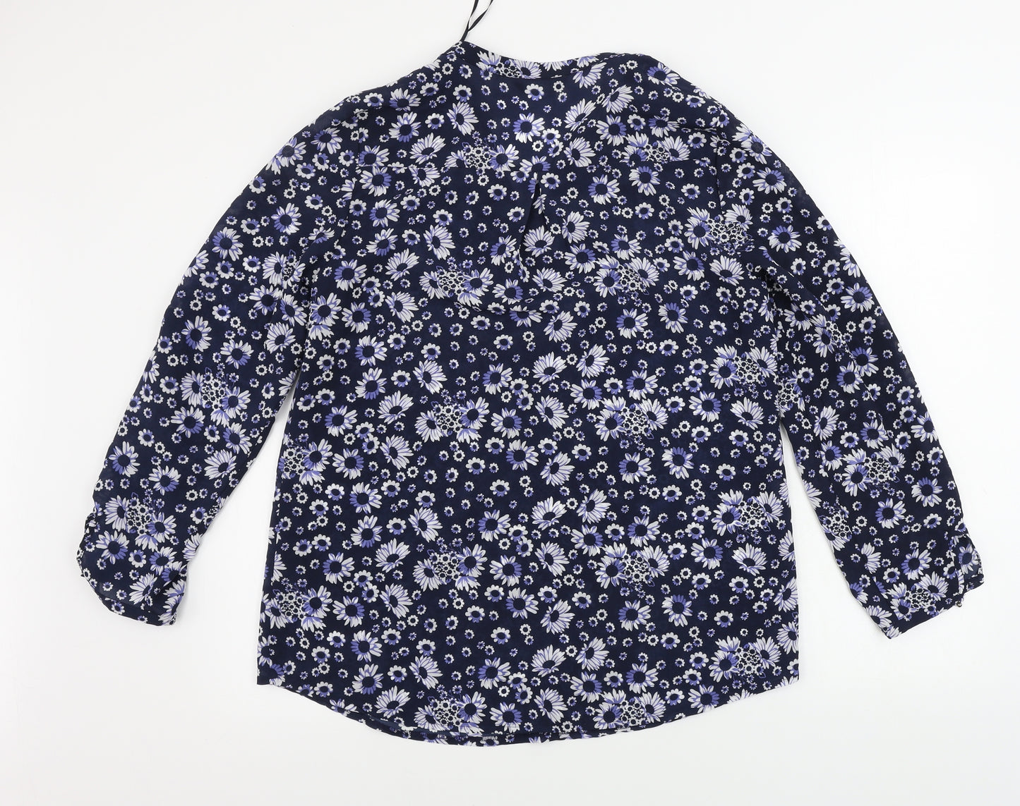 George  Womens Blue Floral  Basic Blouse Size 14