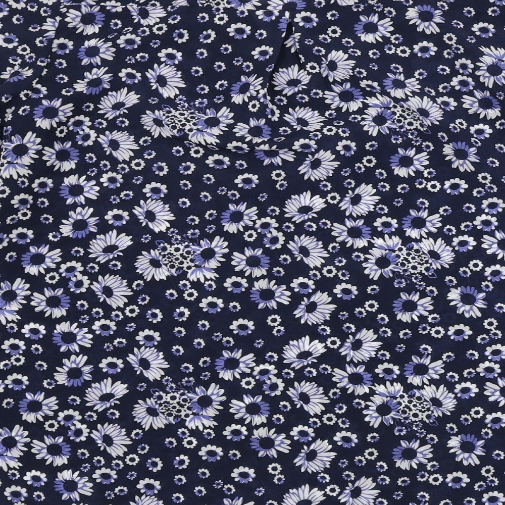 George  Womens Blue Floral  Basic Blouse Size 14