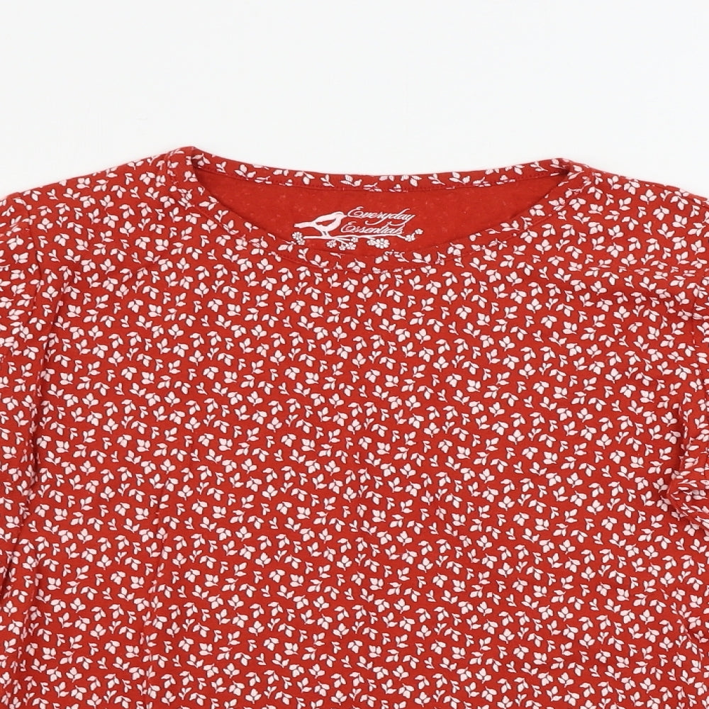 BHS Womens Red Floral  Basic T-Shirt Size 14