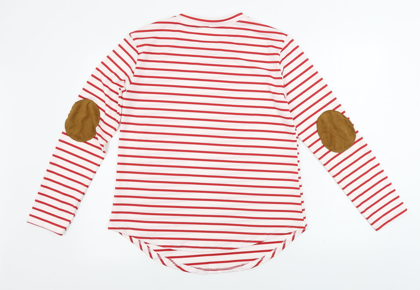 Preworn  Womens White Striped  Basic T-Shirt Size L