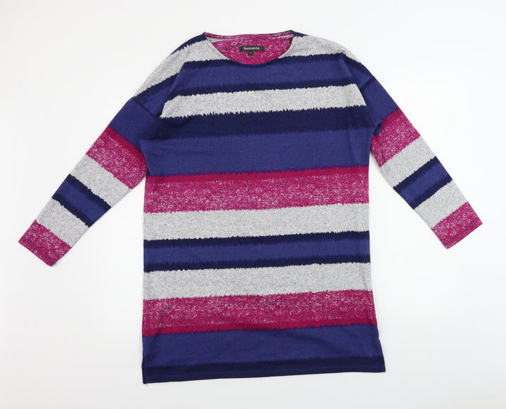 Bonmarché Womens Blue Striped A-Line Size 14