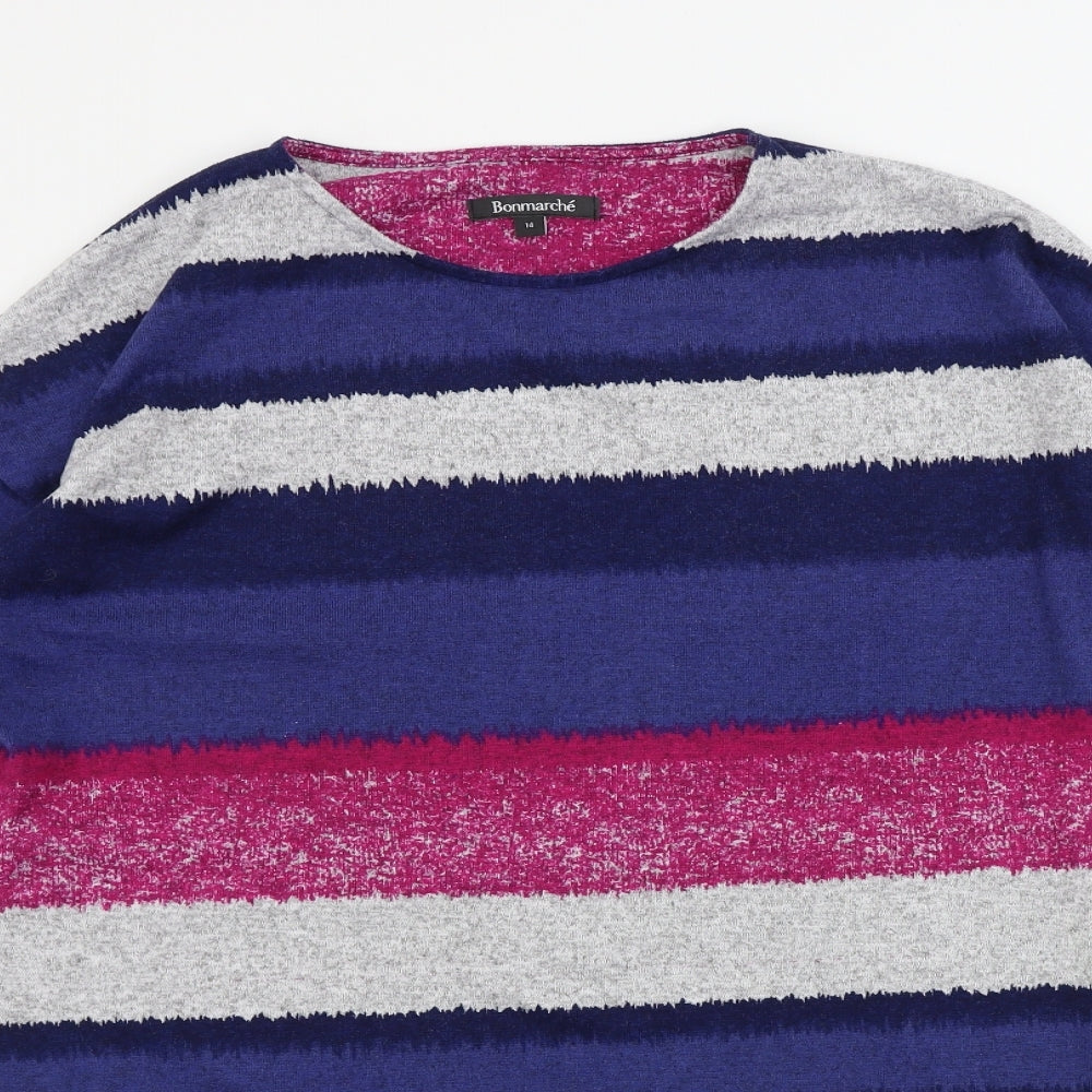 Bonmarché  Womens Blue Striped  A-Line  Size 14