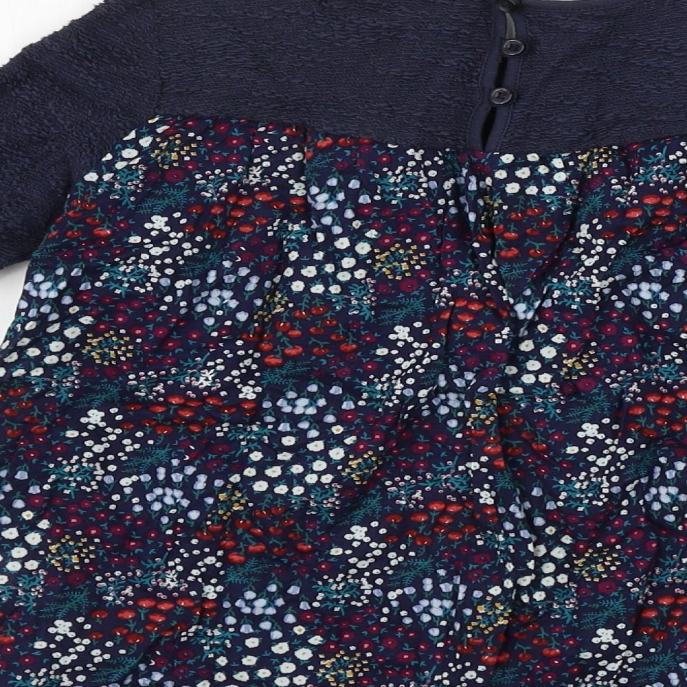 F&F  Girls Blue Floral  Basic T-Shirt Size 6-7 Years