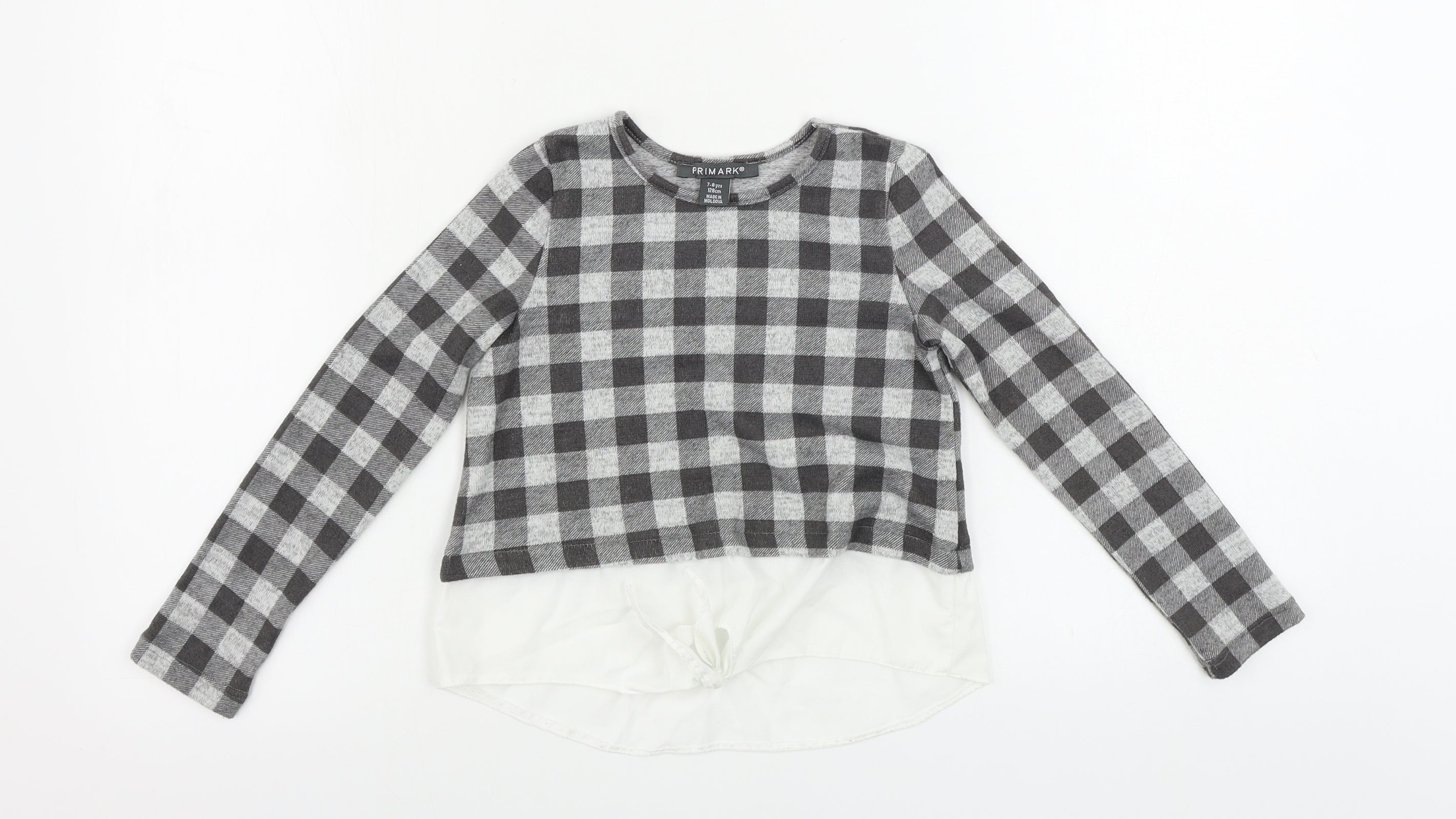 Primark Girls Grey Check Basic T-Shirt Size 7-8 Years – Preworn
