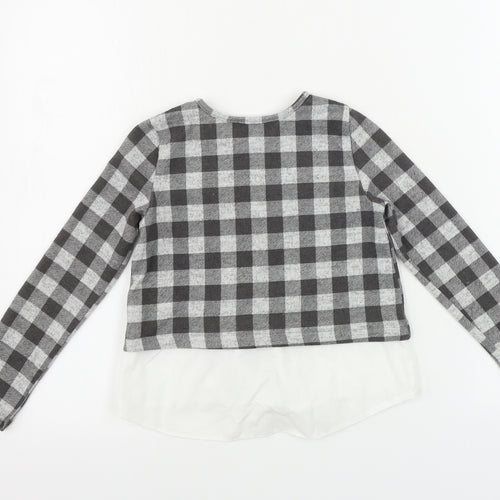 Primark  Girls Grey Check  Basic T-Shirt Size 7-8 Years