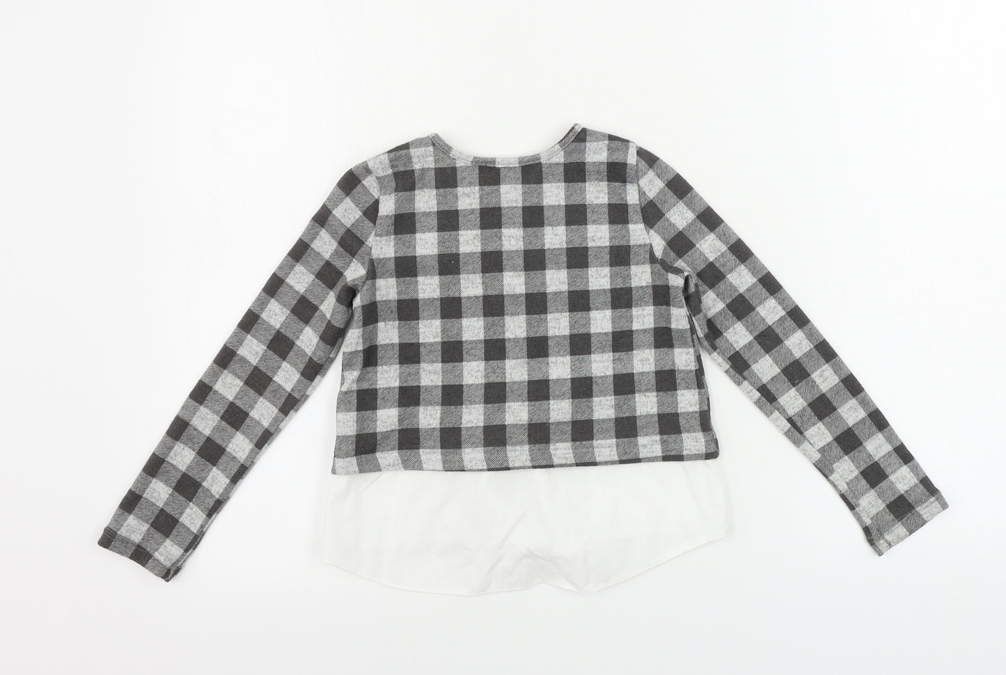 Primark  Girls Grey Check  Basic T-Shirt Size 7-8 Years