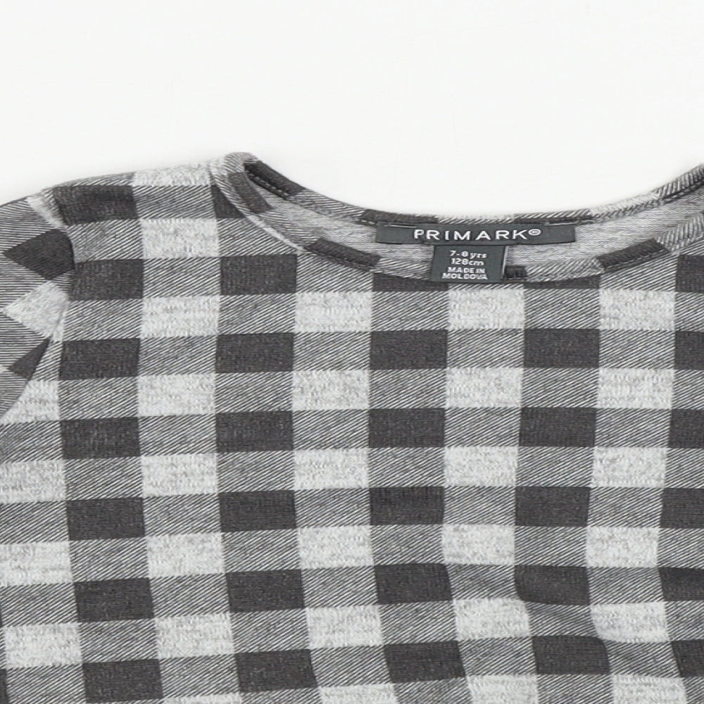 Primark  Girls Grey Check  Basic T-Shirt Size 7-8 Years