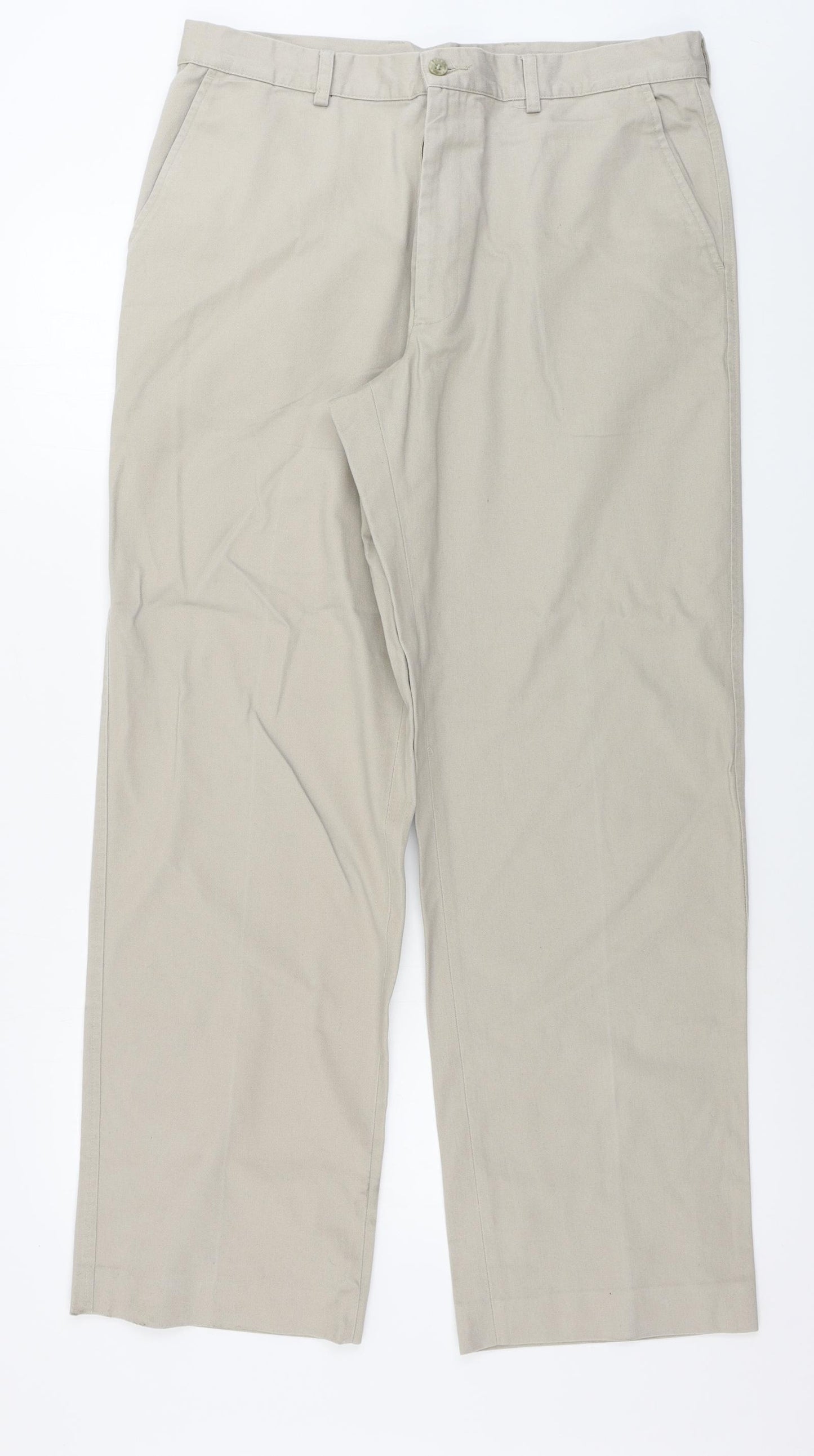 Farah  Mens Beige Houndstooth  Chino Trousers Size 36 in L31 in