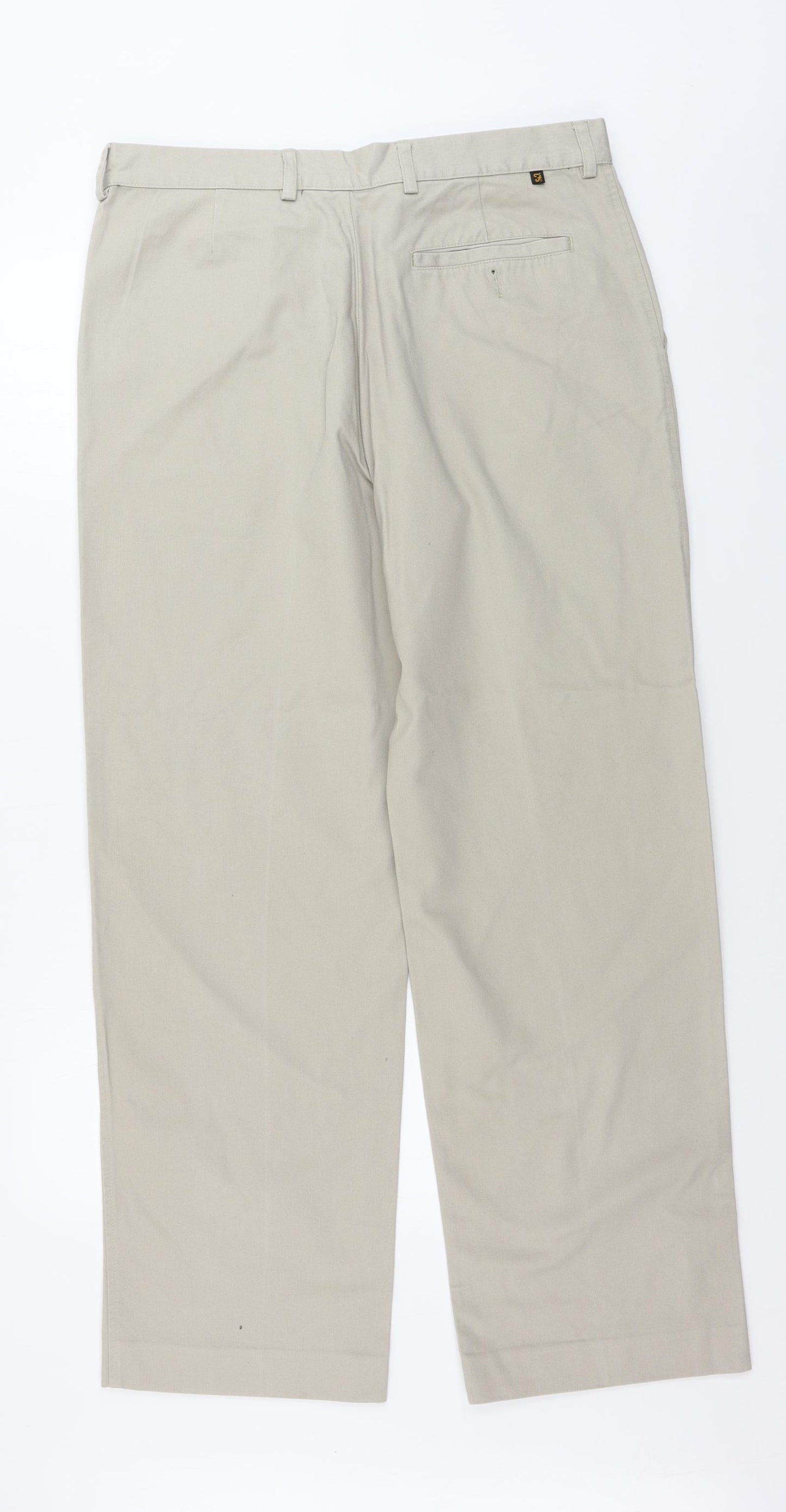 Farah  Mens Beige Houndstooth  Chino Trousers Size 36 in L31 in