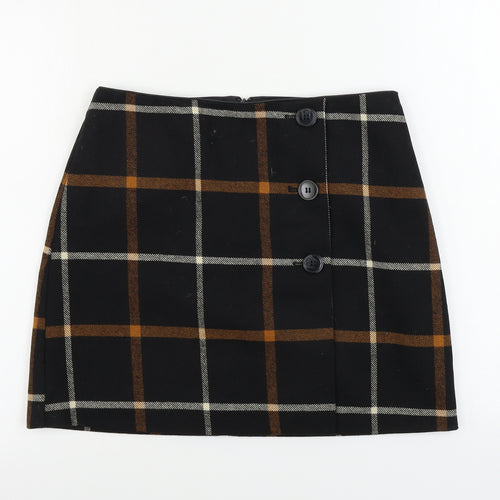 Oasis  Womens Black Check  A-Line Skirt Size M