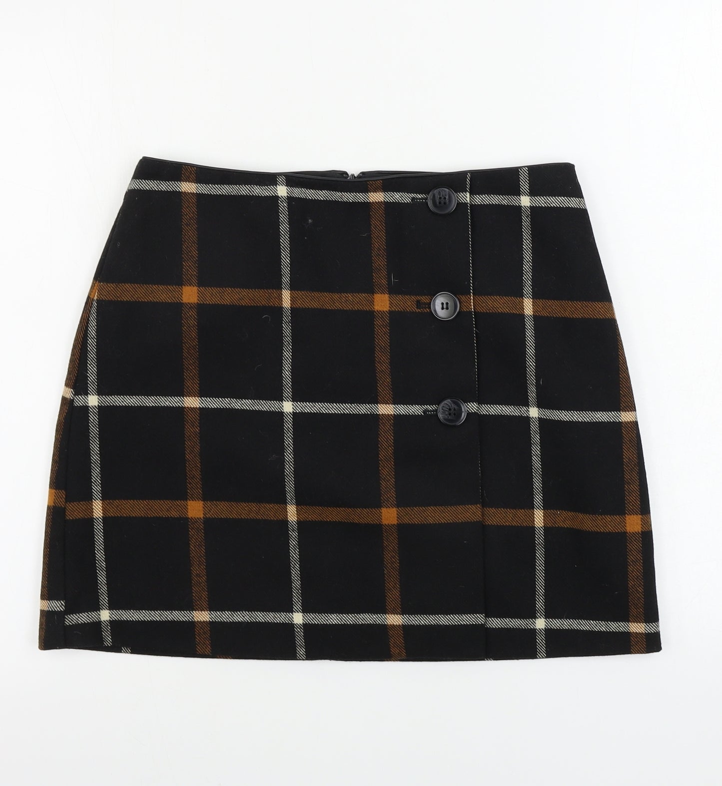 Oasis  Womens Black Check  A-Line Skirt Size M