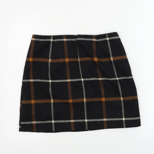 Oasis  Womens Black Check  A-Line Skirt Size M