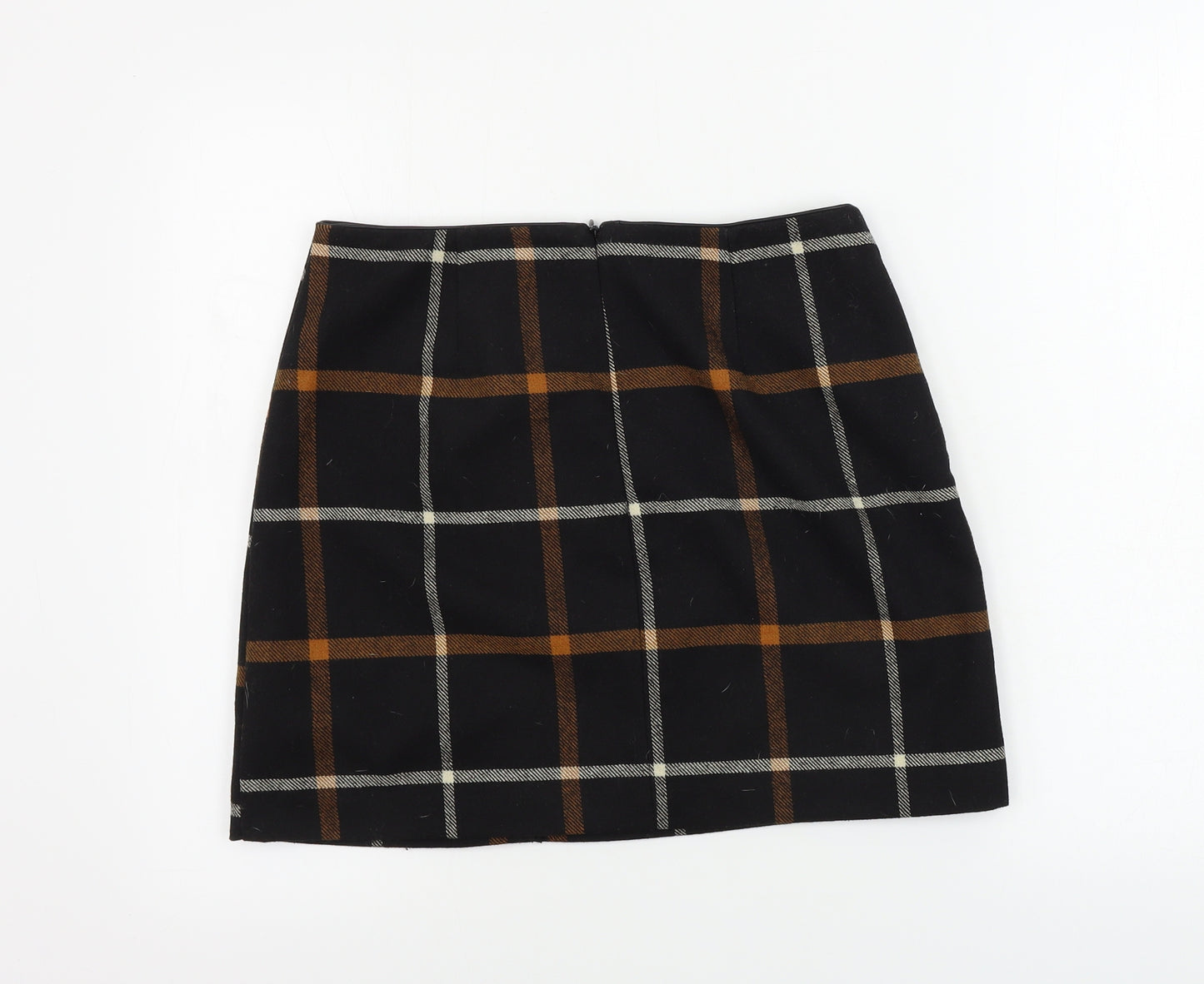 Oasis  Womens Black Check  A-Line Skirt Size M