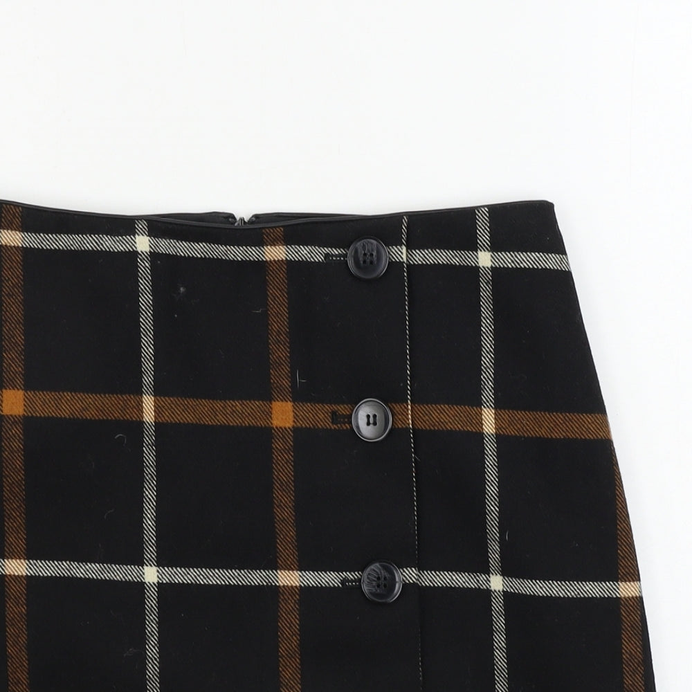 Oasis  Womens Black Check  A-Line Skirt Size M