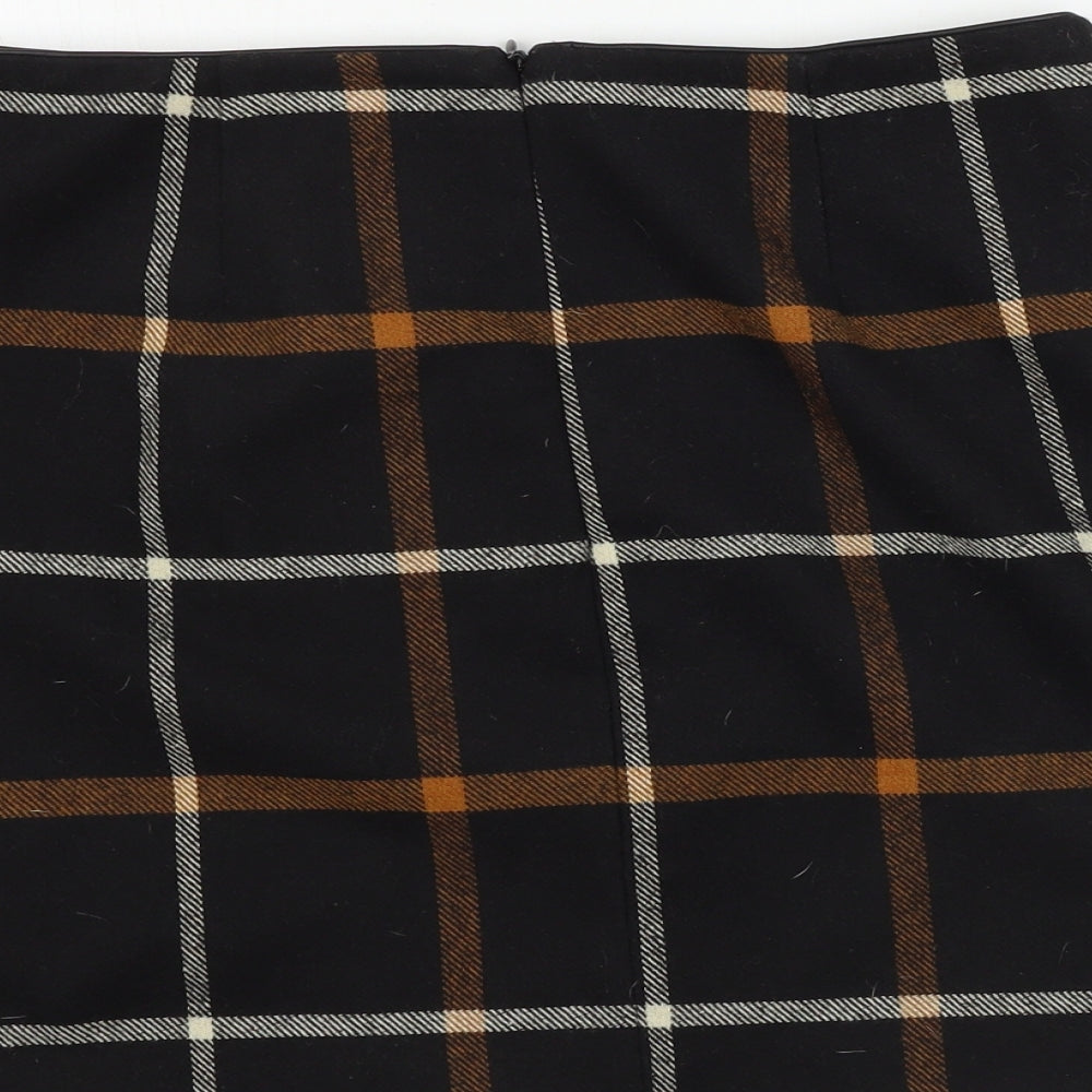 Oasis  Womens Black Check  A-Line Skirt Size M